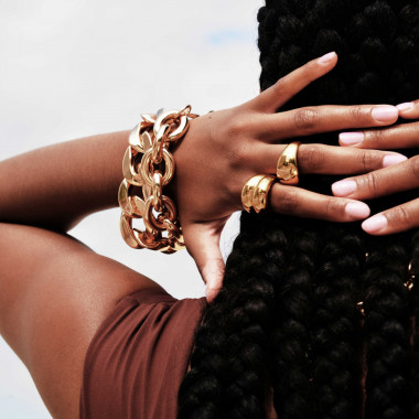 Bracelet Grosses Mailles LAURYN - HIPANEMA en Métal Doré - H22LAURO