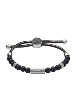 Bracelet DIESEL Homme Acier et Agates Noires - DX1151040