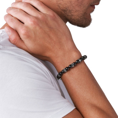 Bracelet DIESEL Homme Acier et Perles Noires - DX1163040