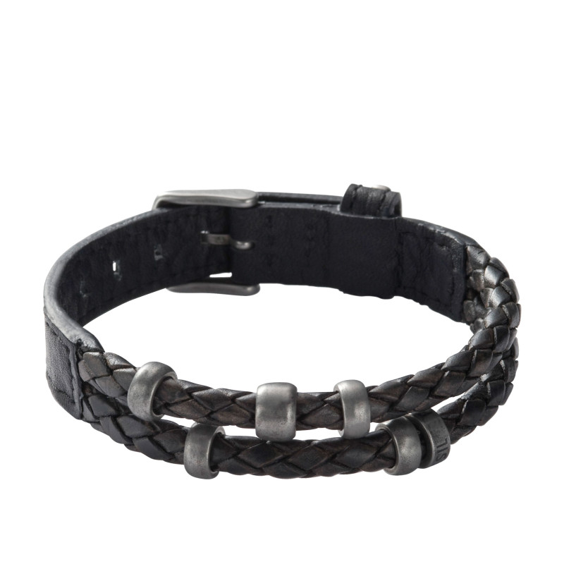 Bracelet FOSSIL Homme Cuir Tressé Noir - JF85460040