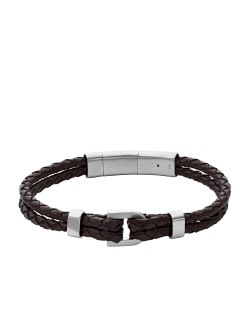 Bracelet FOSSIL Homme Cuir Marron et Acier Gris - JF04202041