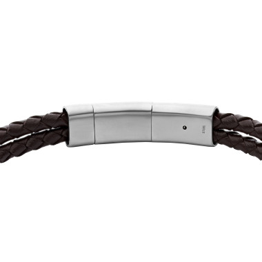 Bracelet FOSSIL Homme Cuir Marron et Acier Gris - JF04202041
