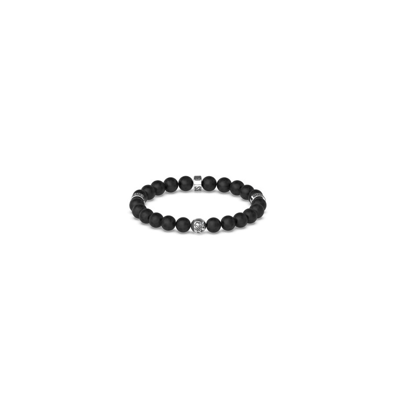Bracelet Homme Diesel DX1101040 - Perles Noires et Acier sur