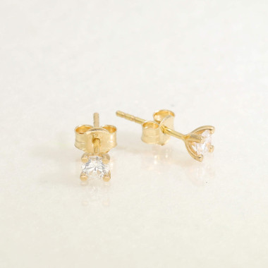 Boucles d'oreilles AÉLYS en Or 750/1000 Jaune et Diamant 0,30 carat - AE-B3DT0001