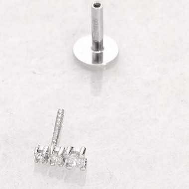 Boucle d'oreille Piercing AÉLYS en Or 750/1000 Blanc et Diamant 0,048 carat - AE-B3DT0002