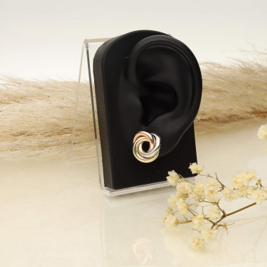 Boucles d'oreilles Noeud AÉLYS en Or 375/1000 Tricolore - AE-B40027