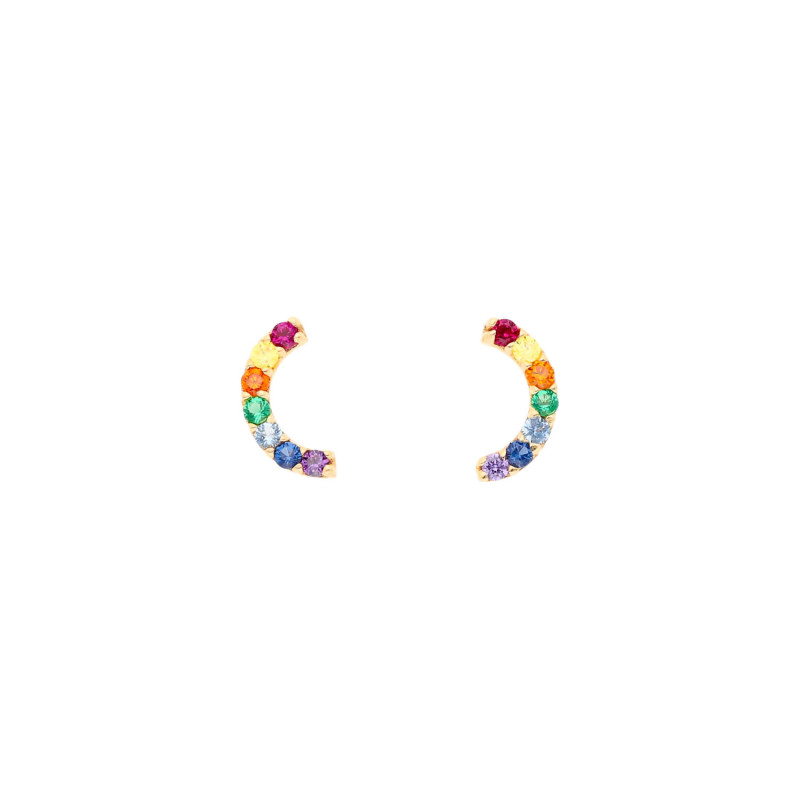 Boucles d'oreilles Demi-cercle AÉLYS en Or 375/1000 et Oxydes Multicolore - AE-B4OZ0003