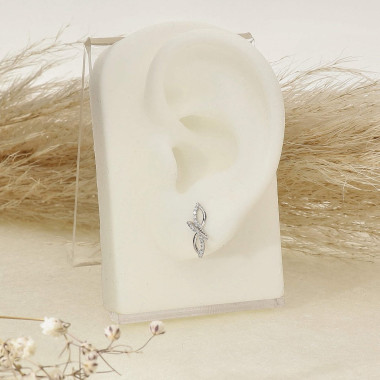 Boucles d'oreilles AÉLYS en Or 375/1000 Blanc et Oxyde - AE-BOR375OZ0001