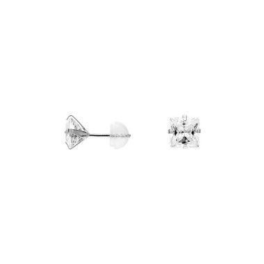Boucles d'oreilles AÉLYS en Or 375/1000 Blanc et Oxyde Blanc - AE-B4OZ0021