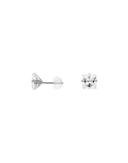 Boucles d'oreilles AÉLYS en Or 375/1000 Blanc et Oxyde Blanc - AE-B4OZ0021