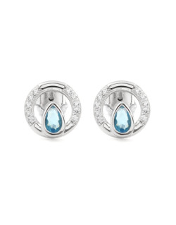 Boucles d'oreilles AÉLYS en Argent 925/1000 avec Cristal Bleu et Oxydes - AE-B6OZ0008