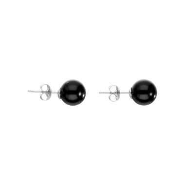 Boucles d'oreilles AÉLYS en Argent 925/1000 et Perle Noire - AE-B6PL0007