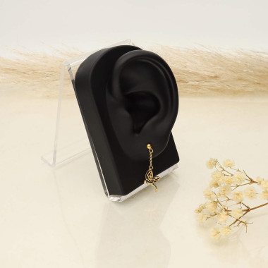 Boucles d'oreilles Libellule Noire ETIKA en Acier Jaune - AE-B70007