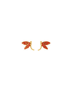 Boucles d'oreilles Libellule Rouge ETIKA en Acier Jaune - AE-B70008