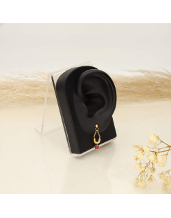 Boucles d'oreilles ETIKA en Acier Jaune et Jaspe Rouge - AE-B7JP0001