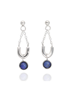 Boucles d'oreilles ETIKA en Acier et Lapis-lazuli - AE-B7LA0001