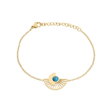 Bracelet ETIKA en Acier Jaune et Turquoise Bleu - AE-BR70021