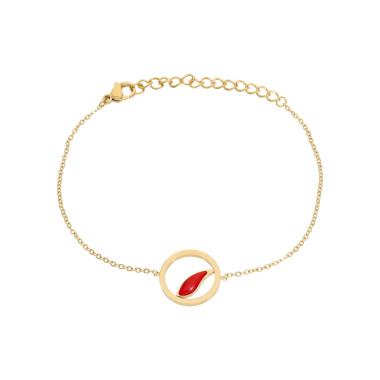 Bracelet ETIKA en Acier Jaune et Corail Rouge - AE-BR70029