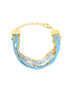 Bracelet ETIKA en Acier Jaune et Multibrins Bleu - AE-BR70040