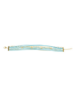 Bracelet ETIKA en Acier Jaune et Multibrin Turquoise - AE-BR70043