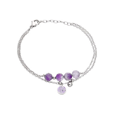 Bracelet ETIKA en Acier et Améthyste Violet - AE-BR7AM0001