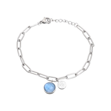 Bracelet ETIKA en Acier et Cristal Bleu et Blanc - AE-BR7CR0002