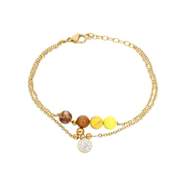Bracelet ETIKA en Acier Jaune Lodolite Multicolore - AE-BR7LD0001
