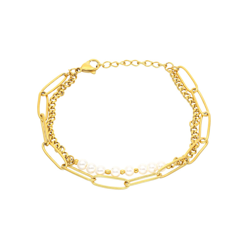 Bracelet ETIKA en Acier Jaune et Perles - AE-BR7PL0002