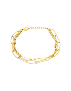 Bracelet ETIKA en Acier Jaune et Perles - AE-BR7PL0002