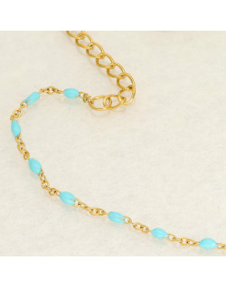 Bracelet ETIKA en Acier Jaune et Perles de résine Turquoises - AE-BR7PR0005