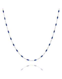 Collier ETIKA en Acier et Perle de résine Bleu - AE-C7PR0003