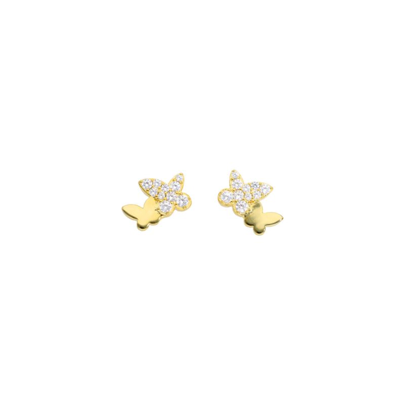 Boucles d'oreilles Papillons AÉLYS en Argent 925/1000 Jaune et Oxydes - AE-B6OZ0089