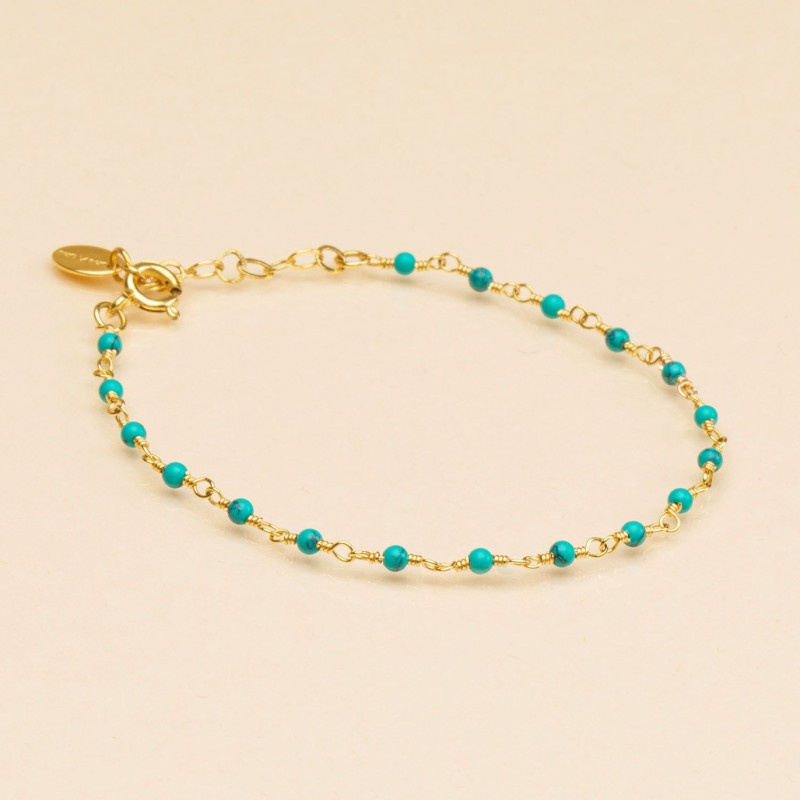 Bracelet INDE - UNE A UNE Agate Teintée Turquoise - BRILT
