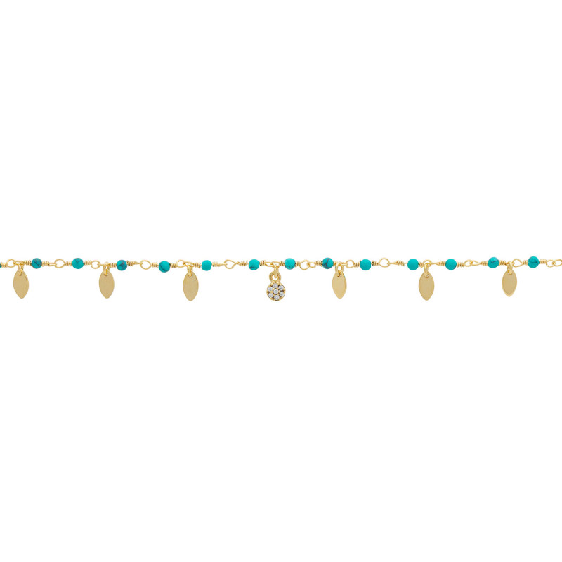 Bracelet Pampilles INDE - UNE A UNE Agate Lagon Turquoise - S21BRPT
