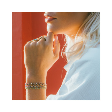 Bracelet INDE - UNE A UNE Agate Teintée Rose Pâle - BRIOP