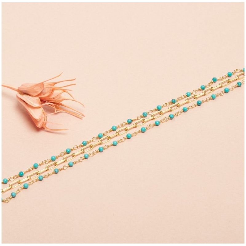 Bracelet Triple INDE - UNE A UNE Agate Lagon Turquoise - S21BRITLT