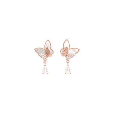 Boucles d'oreilles AÉLYS en Argent 925/1000 Rose et Oxydes - AE-B6OZ0110
