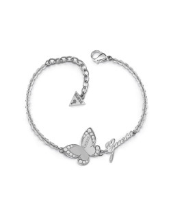 Bracelet Papillon GUESS Femme en Acier Argenté et Zircon - UBB78049-S