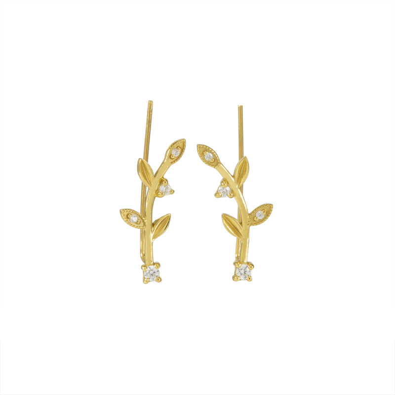 Boucles d'oreilles Fleur AÉLYS en Argent 925/1000 Jaune et Oxyde de Zirconium - AE-B6OZ0114