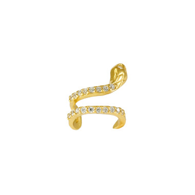 Boucles d'oreilles Serpent AÉLYS en Argent 925/1000 Jaune et Oxyde de Zirconium - AE-B6OZ0120