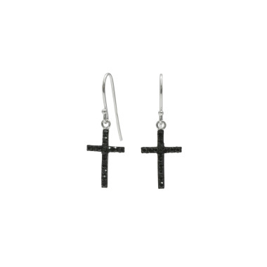 Boucles d'oreilles croix AÉLYS en Argent 925/1000 et Cristal - AE-B6CR0026