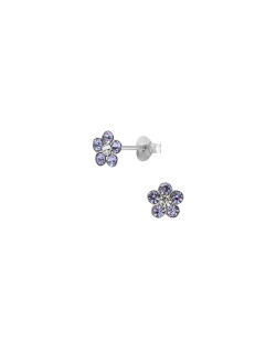 Boucles d'oreilles Fleur AÉLYS en Argent 925/1000 et Cristal violet - AE-B6CR0044