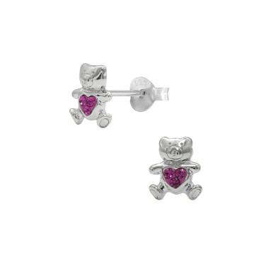 Boucles d'oreilles Ourss AÉLYS en Argent 925/1000 et Cristal rose - AE-B6CR0046