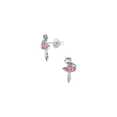Boucles d'oreilles Danseuse AÉLYS en Argent 925/1000 et Cristal rose - AE-B6CR0052
