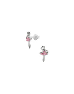 Boucles d'oreilles Danseuse AÉLYS en Argent 925/1000 et Cristal rose - AE-B6CR0052