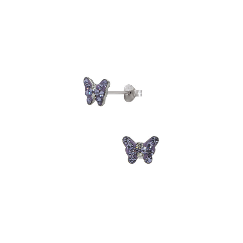 Boucles d'oreilles Papillon AÉLYS en Argent 925/1000 et Cristal violet - AE-B6CR0054