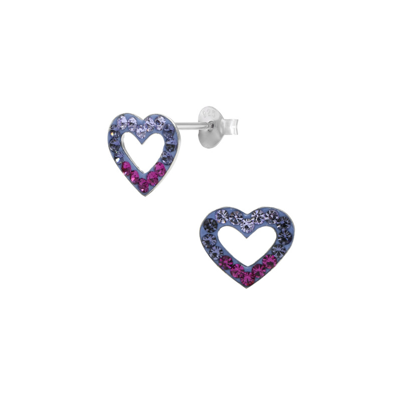 Boucles d'oreilles Cœur AÉLYS en Argent 925/1000 et Cristal violet - AE-B6CR0055