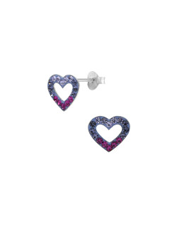 Boucles d'oreilles Cœur AÉLYS en Argent 925/1000 et Cristal violet - AE-B6CR0055