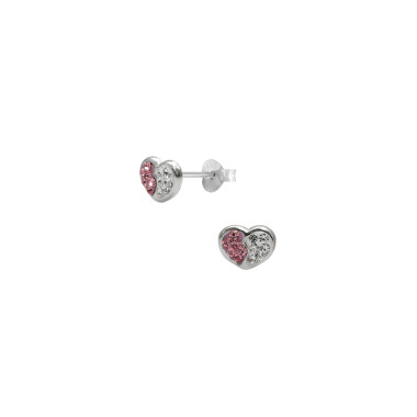 Boucles d'oreilles Cœur AÉLYS en Argent 925/1000 et Cristal rose - AE-B6CR0056