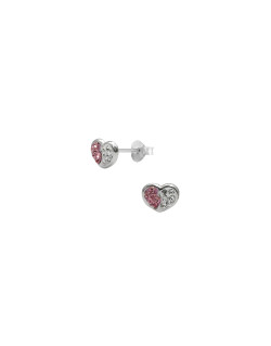 Boucles d'oreilles Cœur AÉLYS en Argent 925/1000 et Cristal rose - AE-B6CR0056